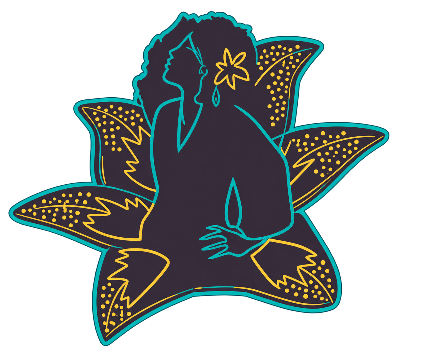 Blu Lady logo in aubergine, teal, and gold