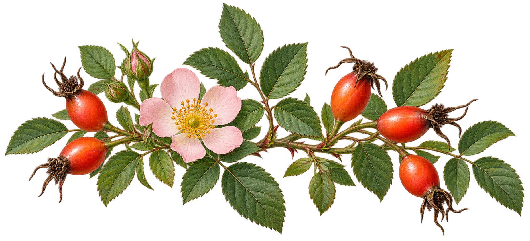 Rosehip botanical illustration